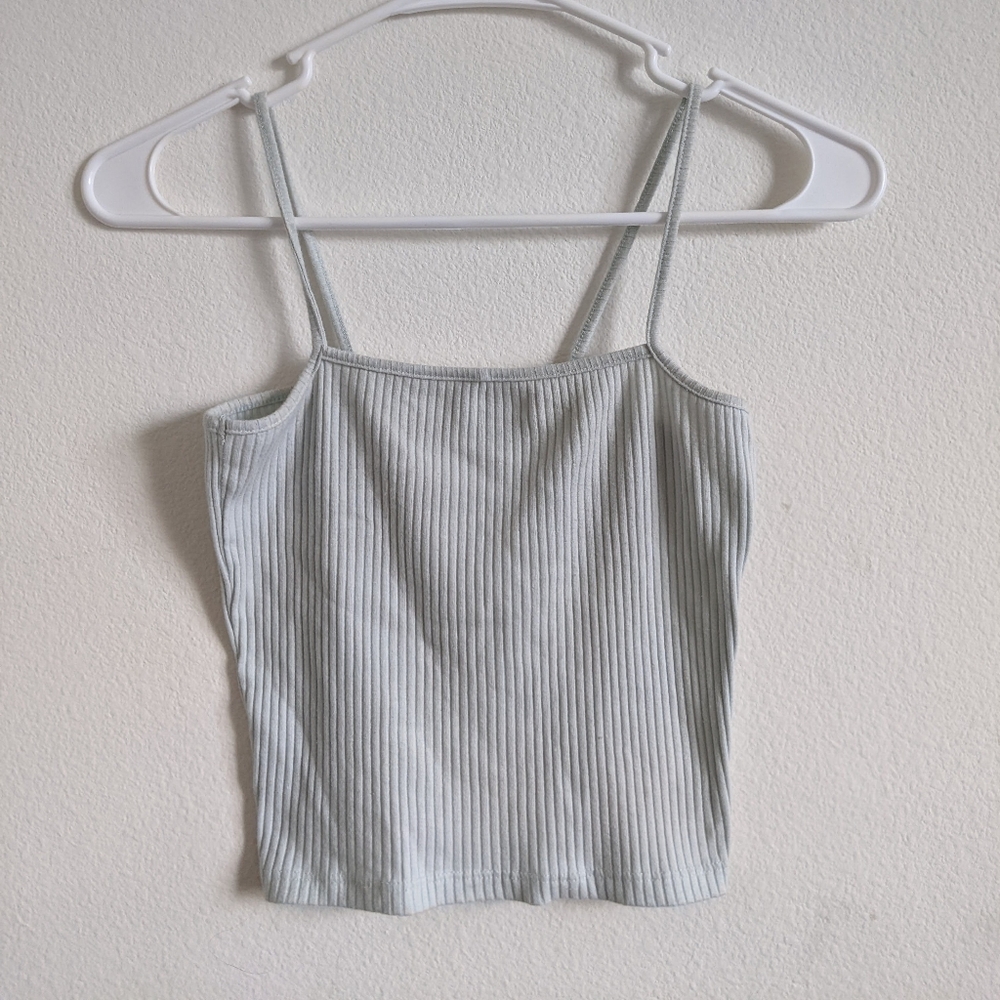 Extra Small crop top spaghetti strap in very light teal